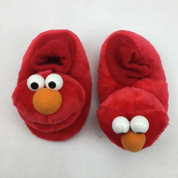 Sox Tab Elmo Slippers Socks Soft Shoes Sesame Street Red Kids L 9-10 - Picture 3 of 11
